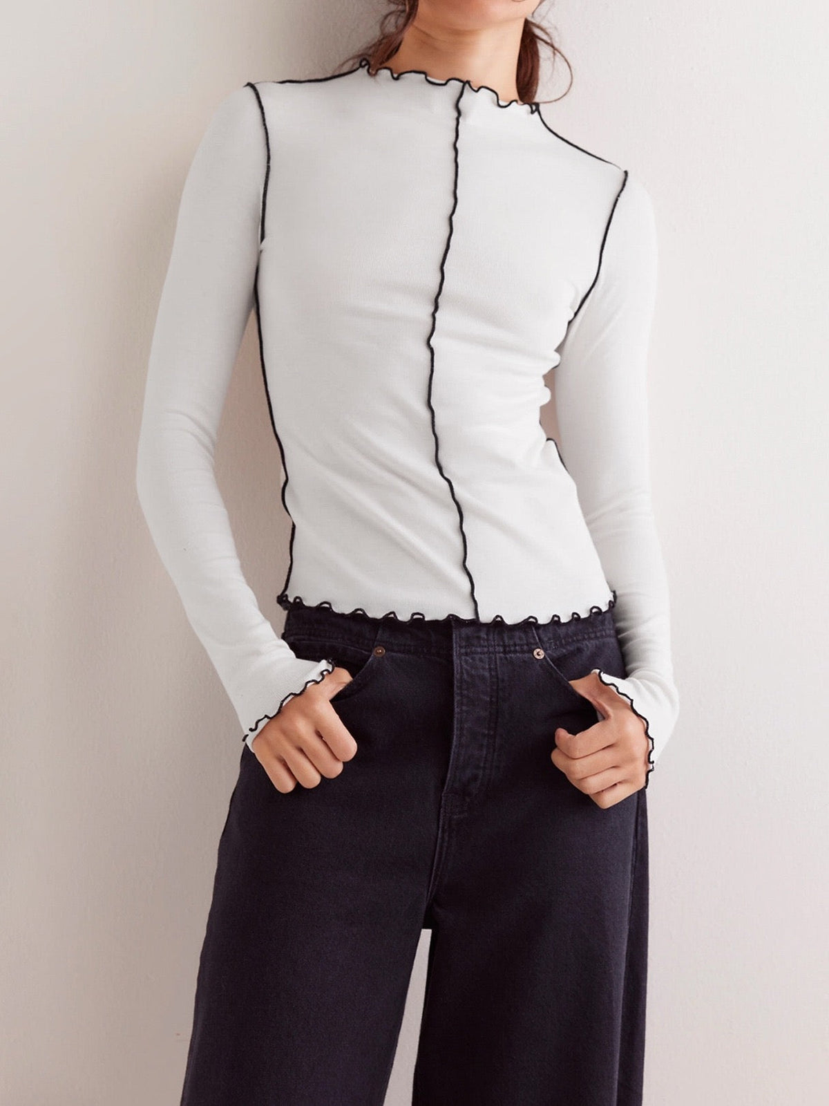 Millie - Longsleeve Shirt with Contrast Details