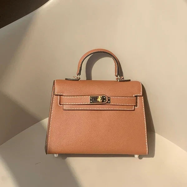 Fiorenza Top Handle Flap Vegan Leather Handbag - Compact Crossbody with Detachable Strap