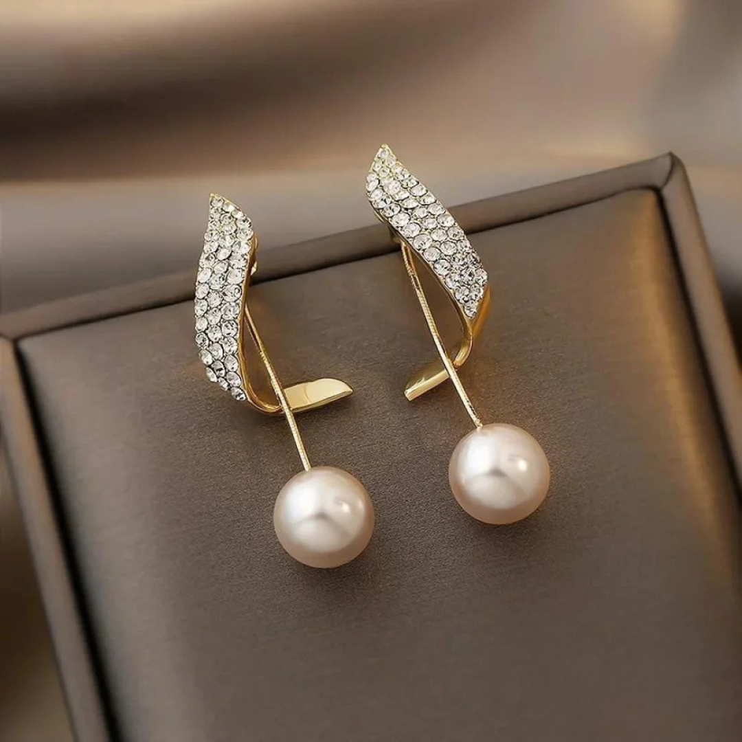 Gold Pearl Teardrop Drop Earrings – Limited Edition Prestige Collection