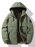 Men's Faux Fur-Lined Quilted Winter Jacket – Warm Hooded Zip-Up Coat with Pockets for Cold Weather and Outdoor Wear