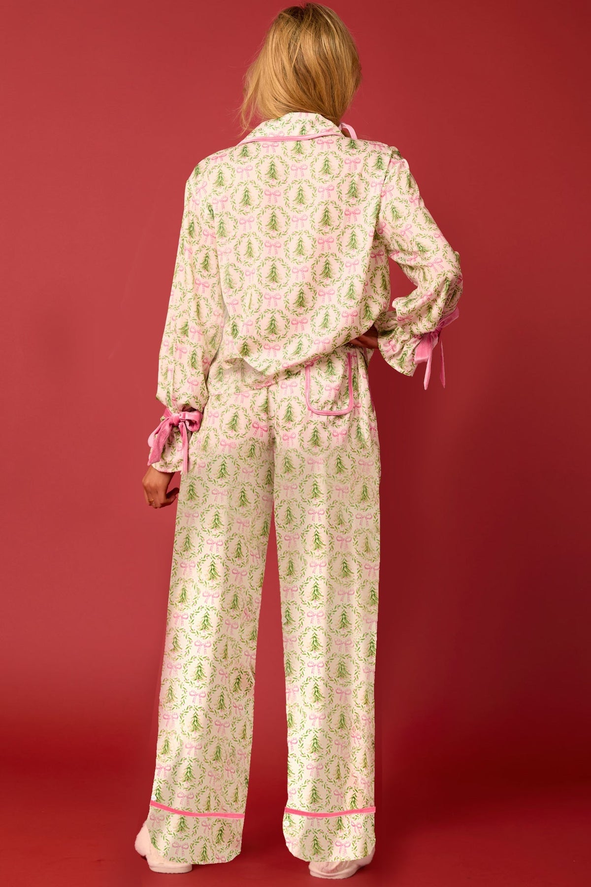 Coordinated Christmas Character Print Pajama Long Set