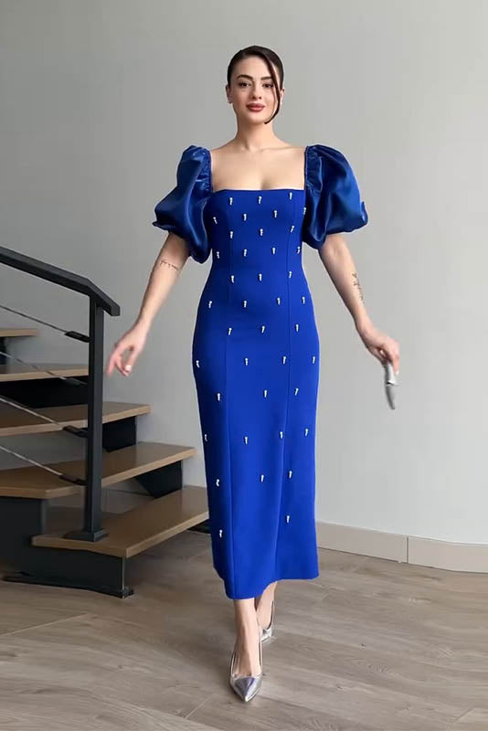 Echoes of the Past Polka Dot Maxi-Length Dress