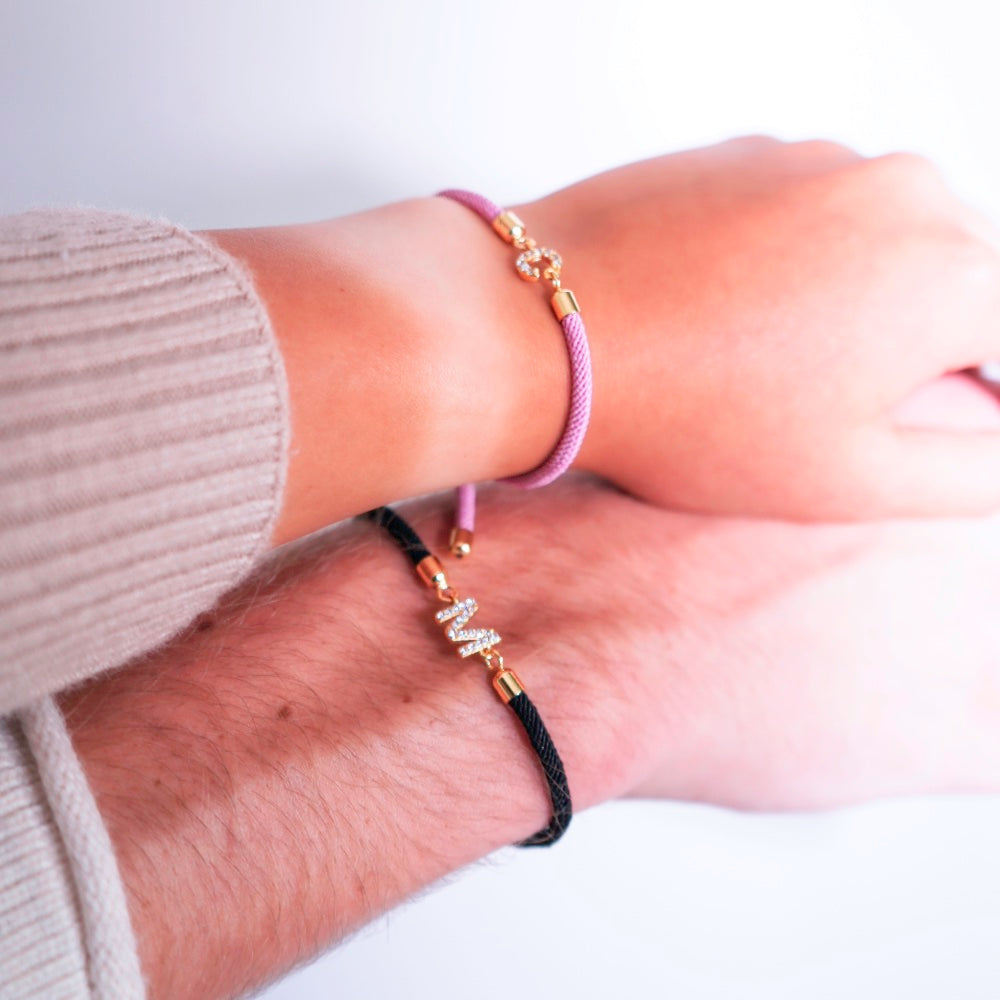 Unisex Adjustable Cord Initial Letter Bracelet - Halimah