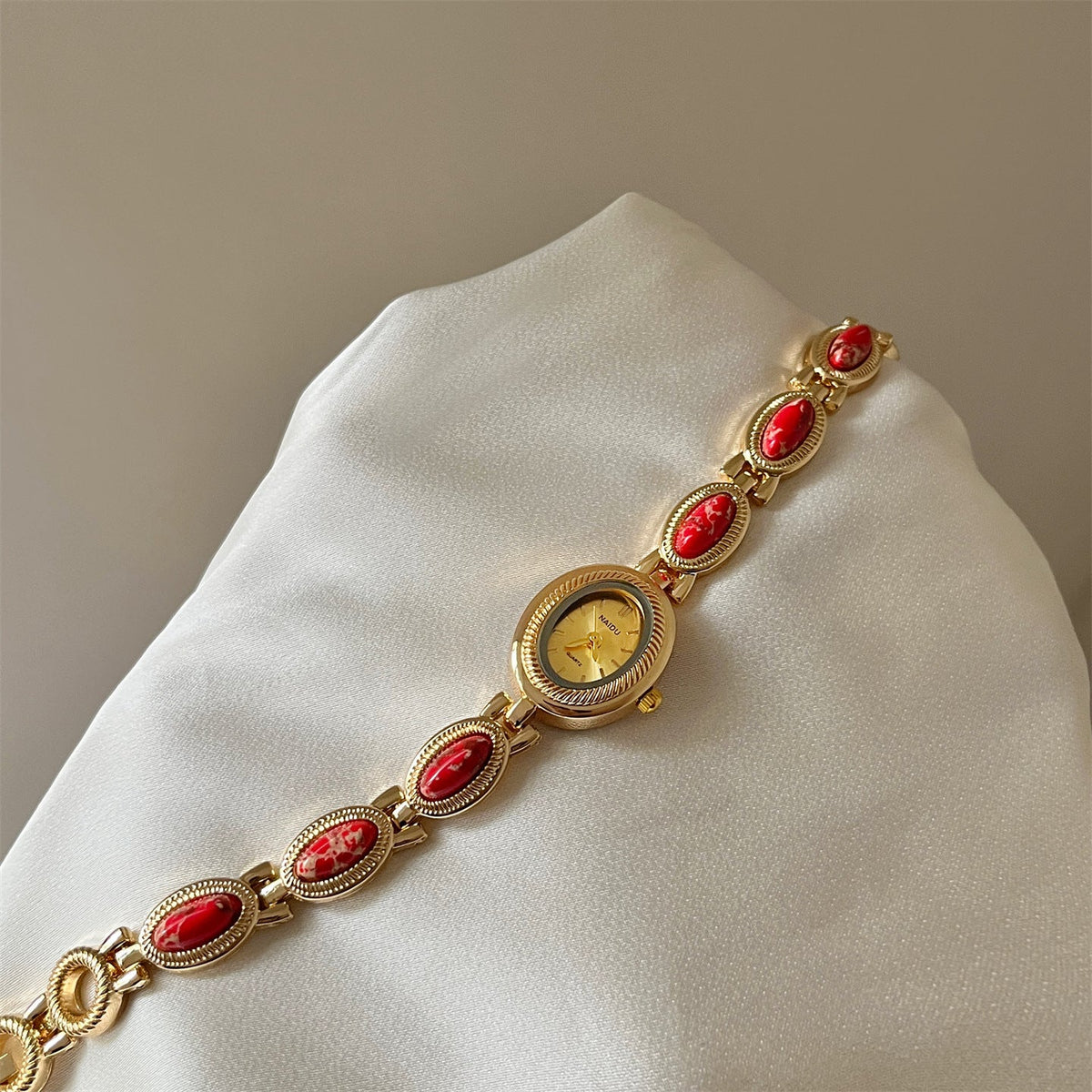 Alviera Women's Watch with Oval Center Case and Stone-Set Link Bracelet