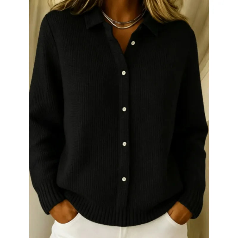 Women's Cardigan Waffle Knit Button Front Crochet Detail Long Sleeve