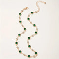 Gold Anklet with Green Crystals - Amalia