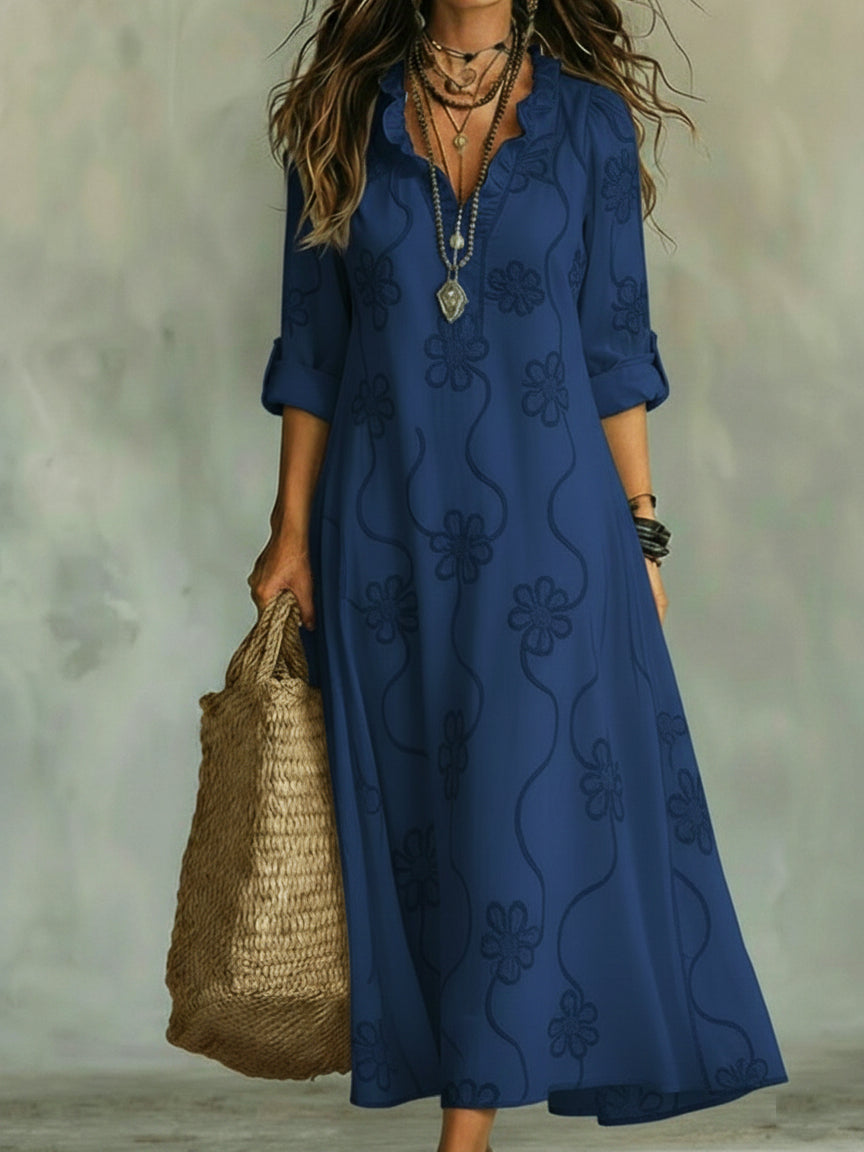 Women’s Ruffle V-Neck Maxi Dress