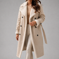 Adalee - Women's Faux-Suede Sherpa-Lined Trench Coat with Belt