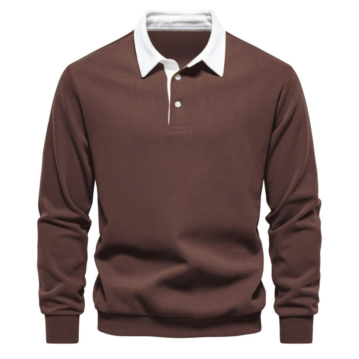 Men’s Contrast Collar Long Sleeve Polo Sweater