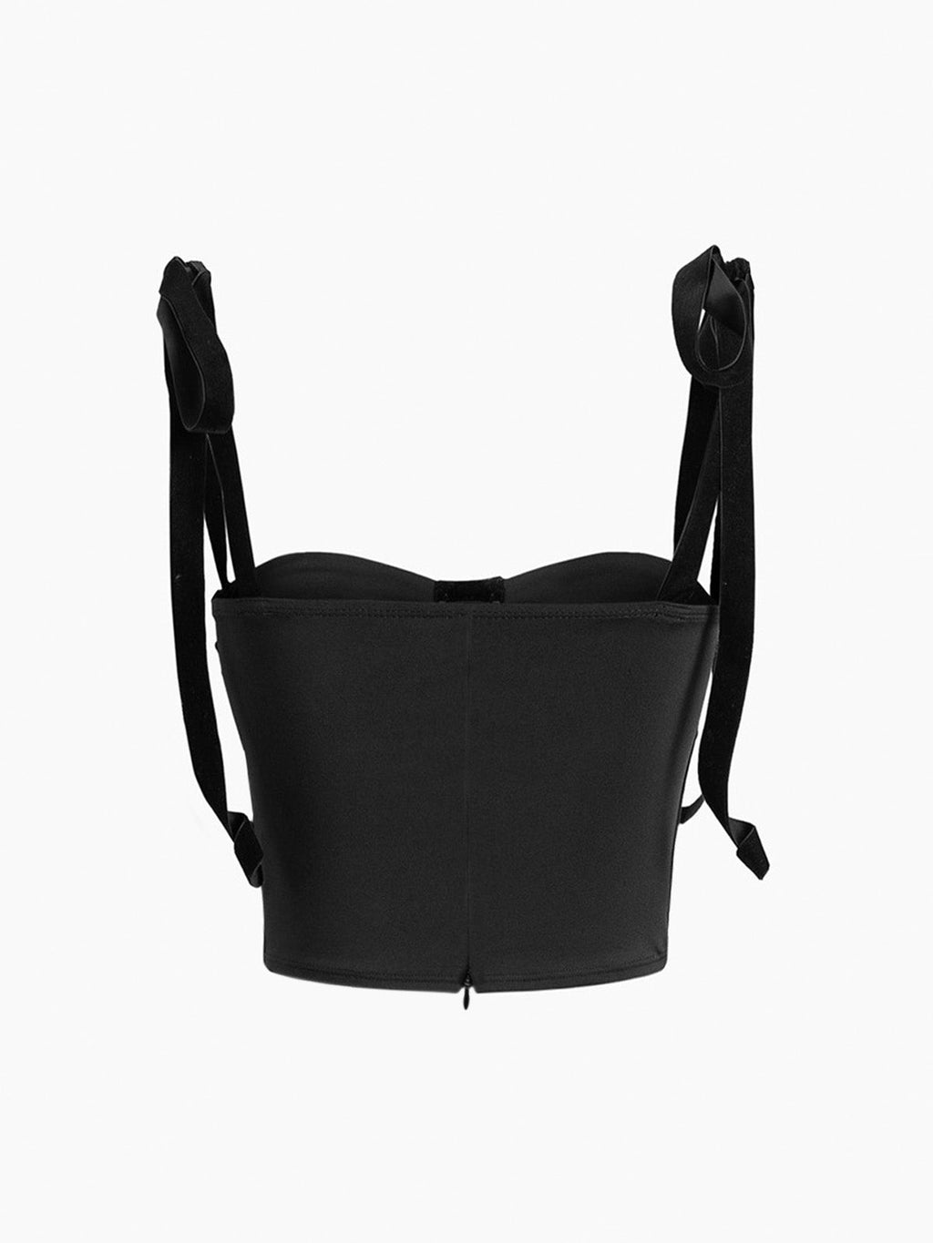 Women’s Mesh Corset Top with Bow Shoulder Straps – Fitted Sweetheart Neckline for Elegant Evening Styling
