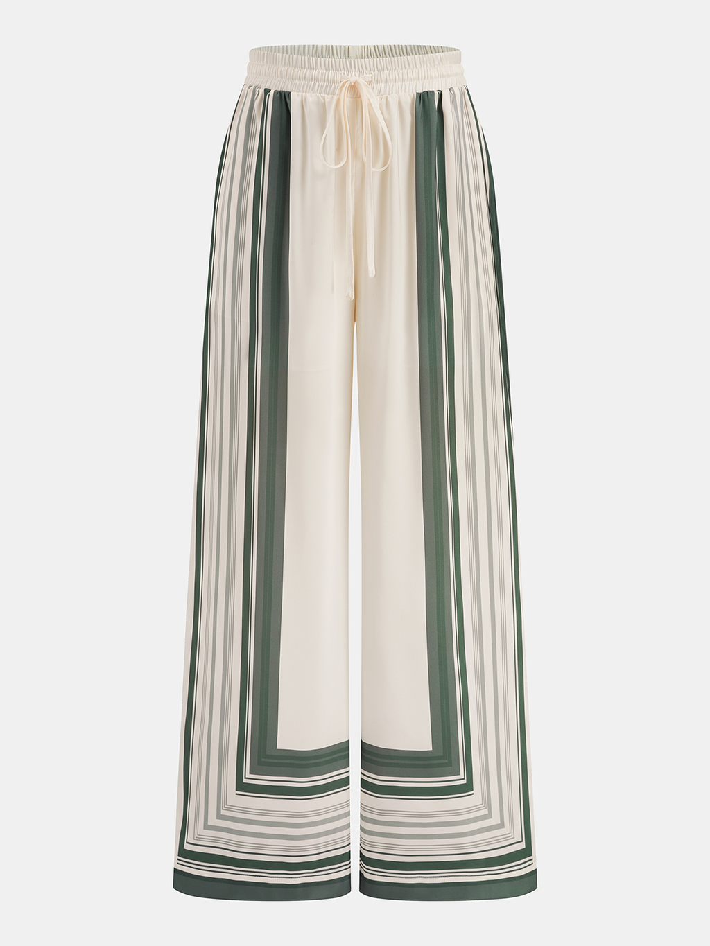 Women’s Geometric Print Satin Shirt and Wide-Leg Trousers Two-Piece Set – Elegant Relaxed Summer Outfit for Casual and Holiday Wear