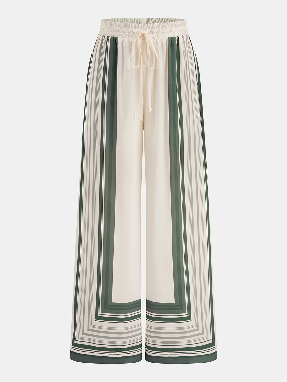 Women’s Geometric Print Satin Shirt and Wide-Leg Trousers Two-Piece Set – Elegant Relaxed Summer Outfit for Casual and Holiday Wear