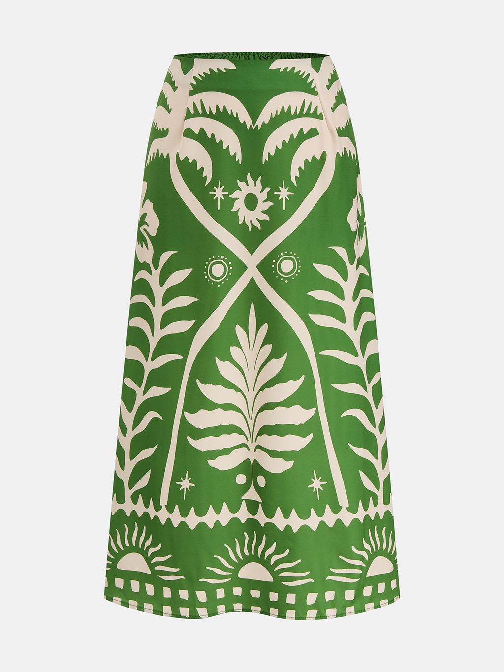 Women's Printed Two-Piece Summer Skirt Set – Square Neck Tie Back Crop Top and Flowing A-Line Midi Skirt for Elegant Holiday Wear