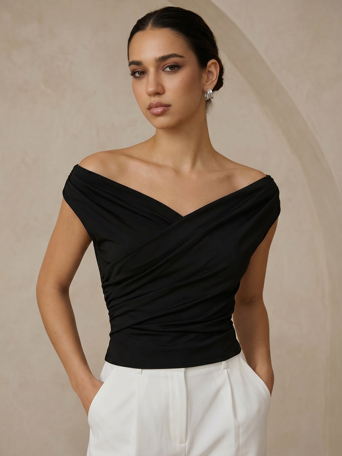 Elin - Draped Off-Shoulder Top
