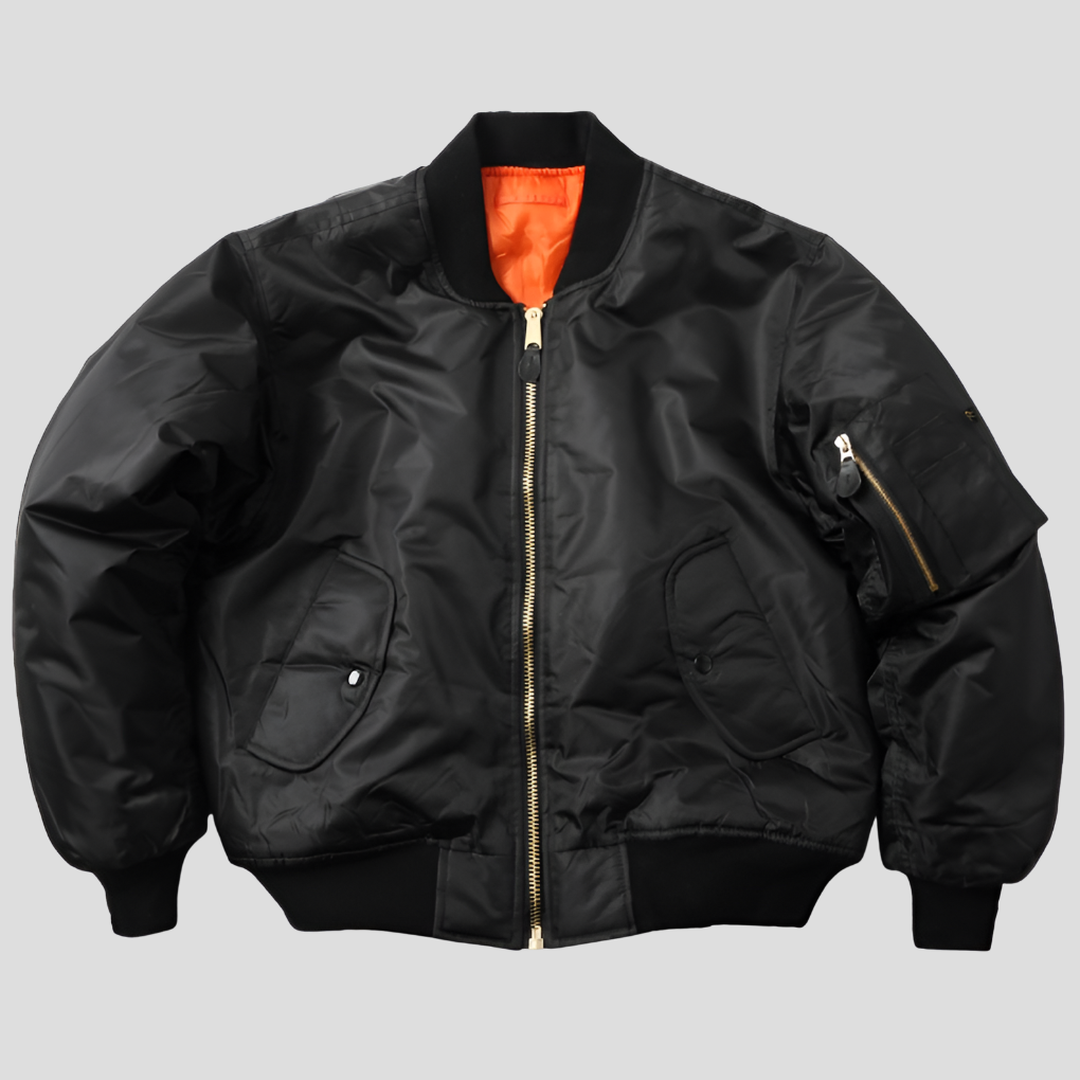 Women's Classic Zip-Up Bomber Jacket with Ribbed Collar and Utility Sleeve Pocket – Relaxed Fit Lightweight Casual Outerwear for Everyday Streetwear and Autumn Spring Layering