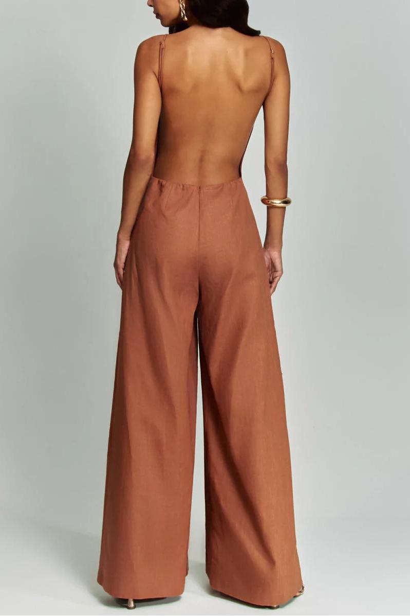 Modern Brown Halter Jumpsuit Radiant