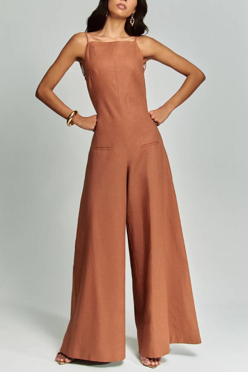Modern Brown Halter Jumpsuit Radiant