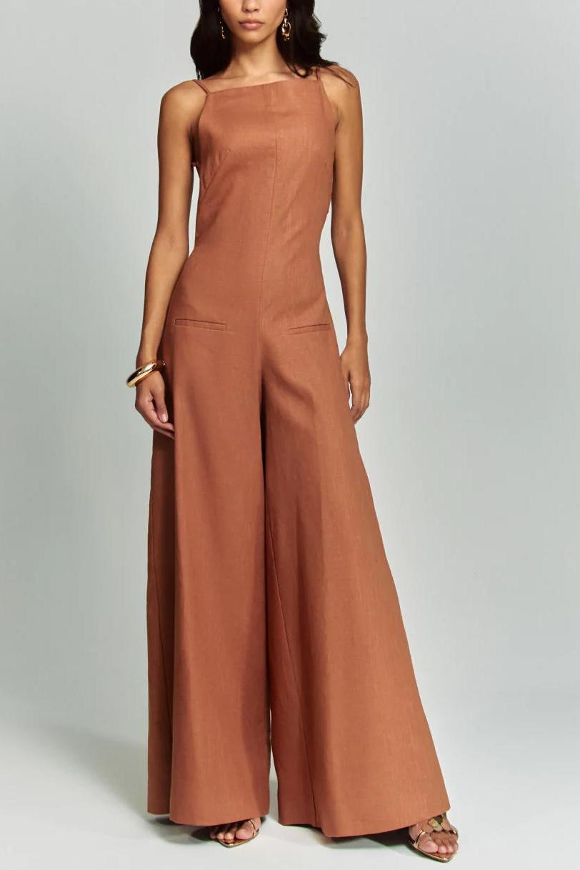 Modern Brown Halter Jumpsuit Radiant