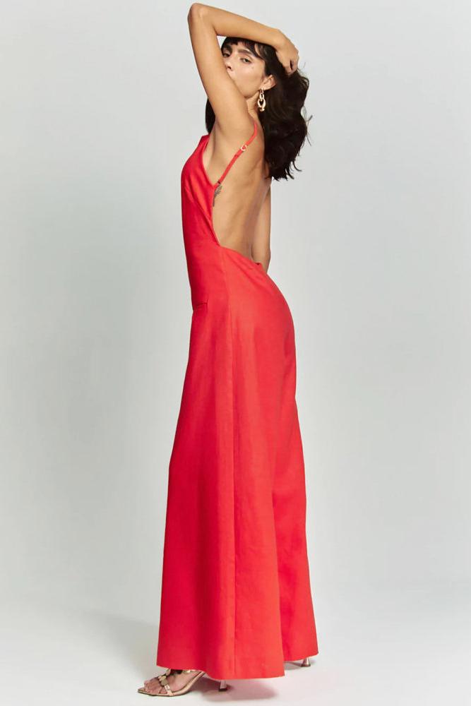 Modern Brown Halter Jumpsuit Radiant