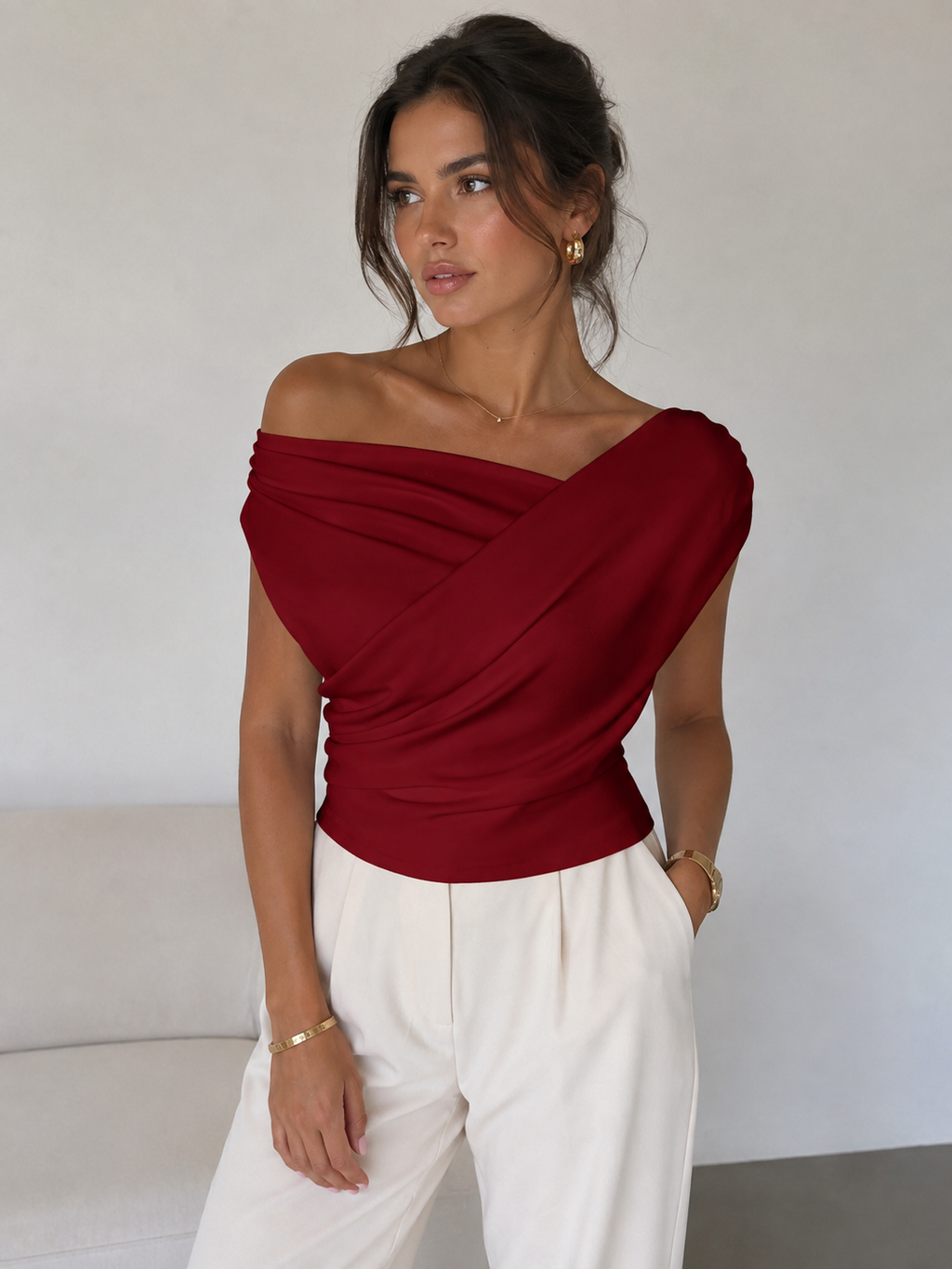 Elin - Draped Off-Shoulder Top