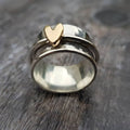Vintage Silver Ring with Gold Heart