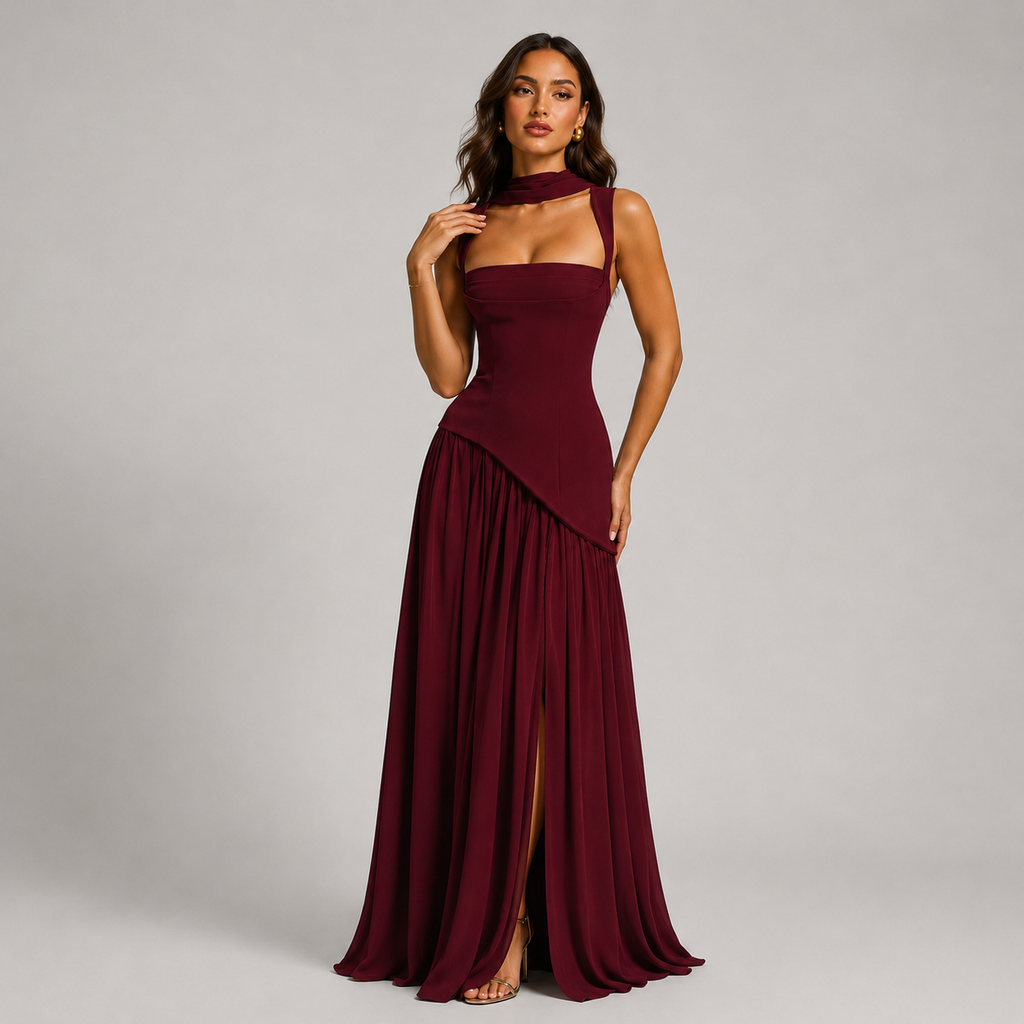 Women's Wedding Guest Maxi Dress with Slit