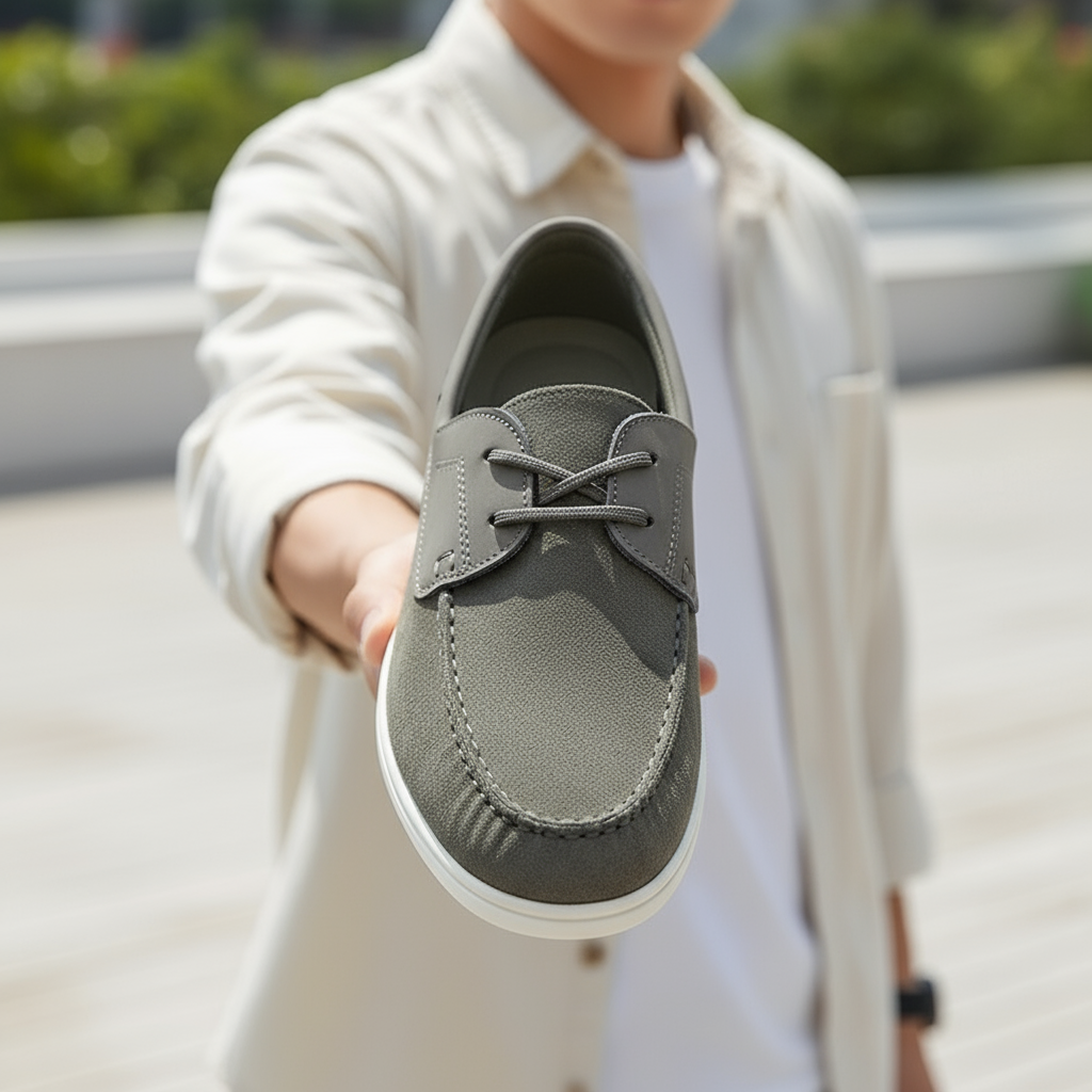 Suede Slip-On Shoes with Slip-Resistant Tread