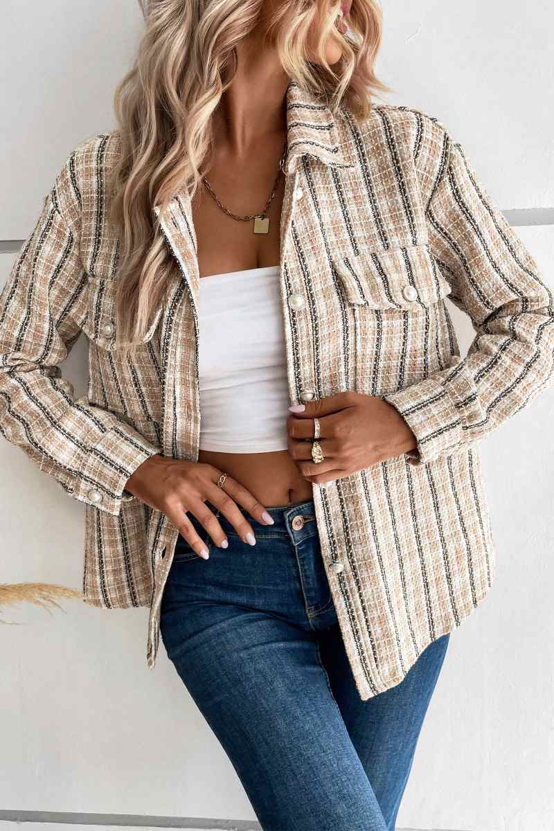 Modern Spice Harvest Plaid Shacket Beige