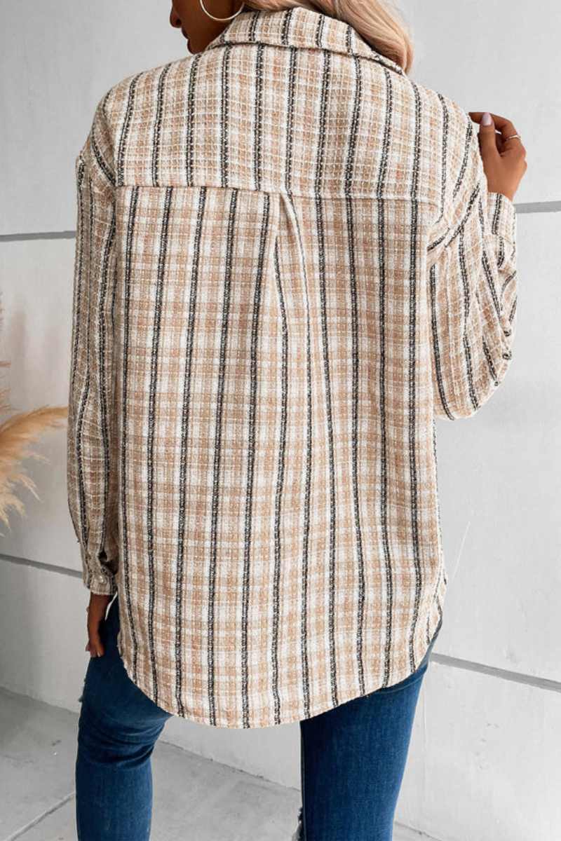 Modern Spice Harvest Plaid Shacket Beige