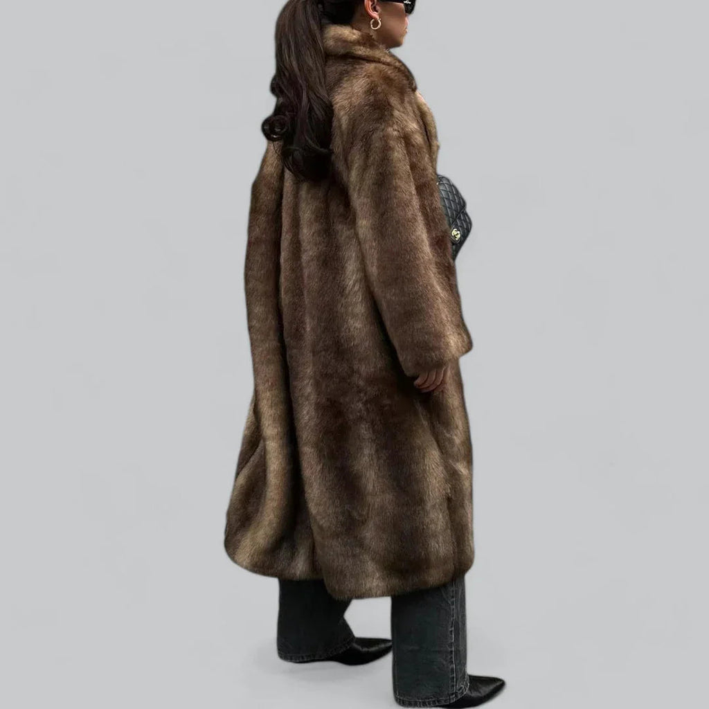 Ladies Long Trench Coat with Faux Fur