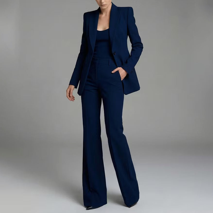 Darlene - Women's Single-Button Blazer and Wide-Leg Suit Set