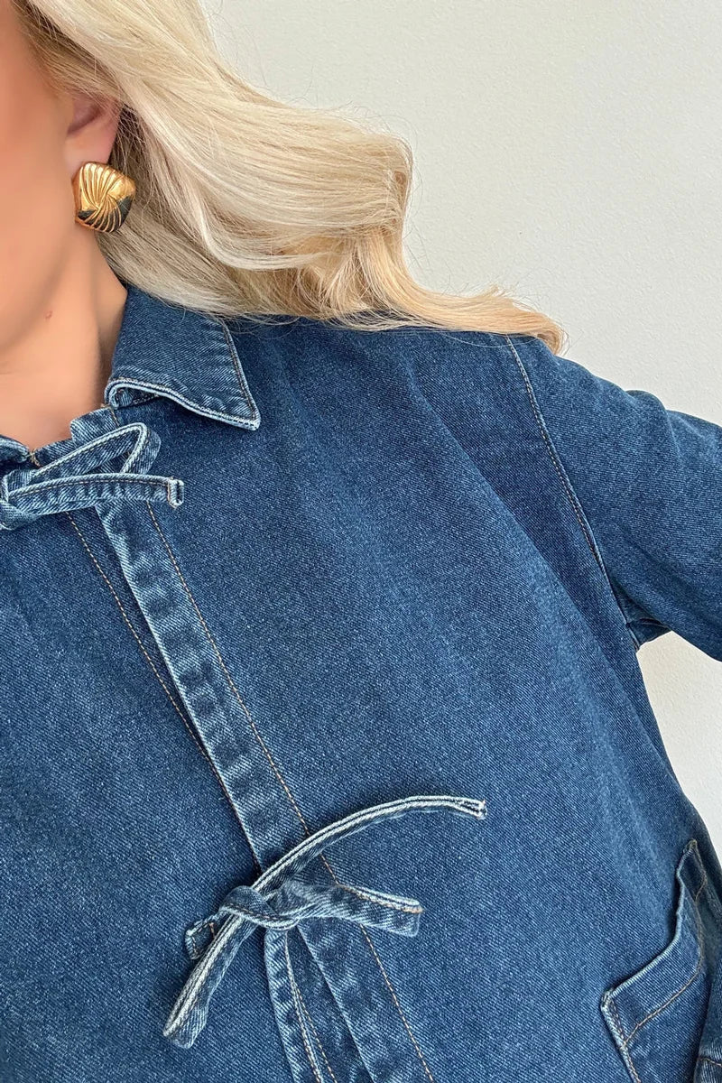 Modern Tie Dark Blue Denim Shirt