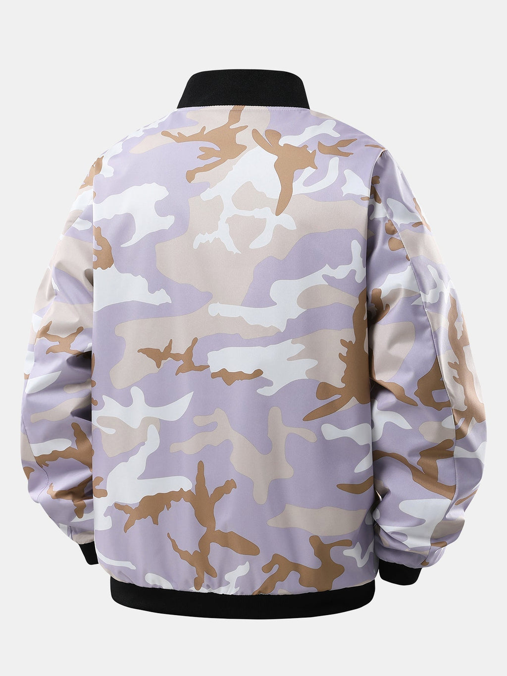 Men's Teddy-Lined Camouflage Bomber Jacket – Warm Zip-Up Winter Outerwear with Sherpa Fleece Lining and Ribbed Trims