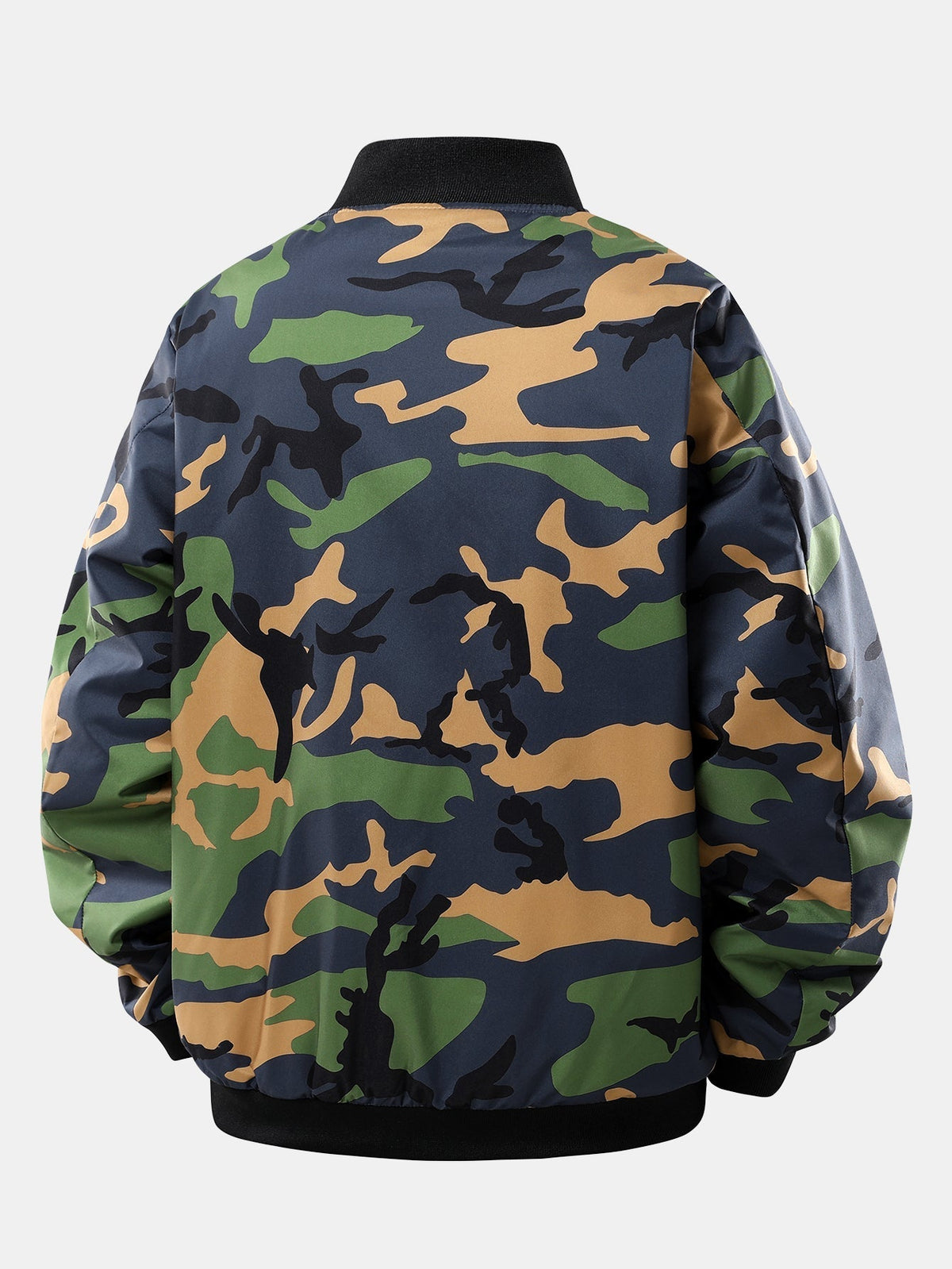 Men's Teddy-Lined Camouflage Bomber Jacket – Warm Zip-Up Winter Outerwear with Sherpa Fleece Lining and Ribbed Trims
