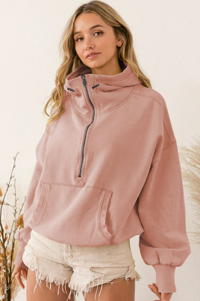 Modern Fern Pocketed Hoodie Lightweight Jacket Crepe