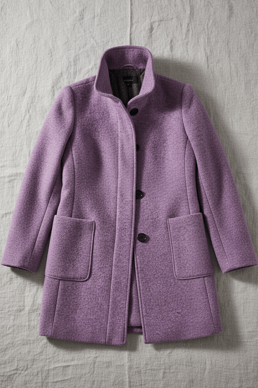 Women's Mid-Length Coat with Stand Collar