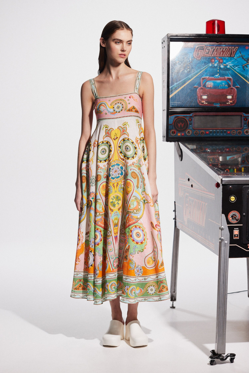 Estelle Spaghetti Paisley Maxi-Length Dress