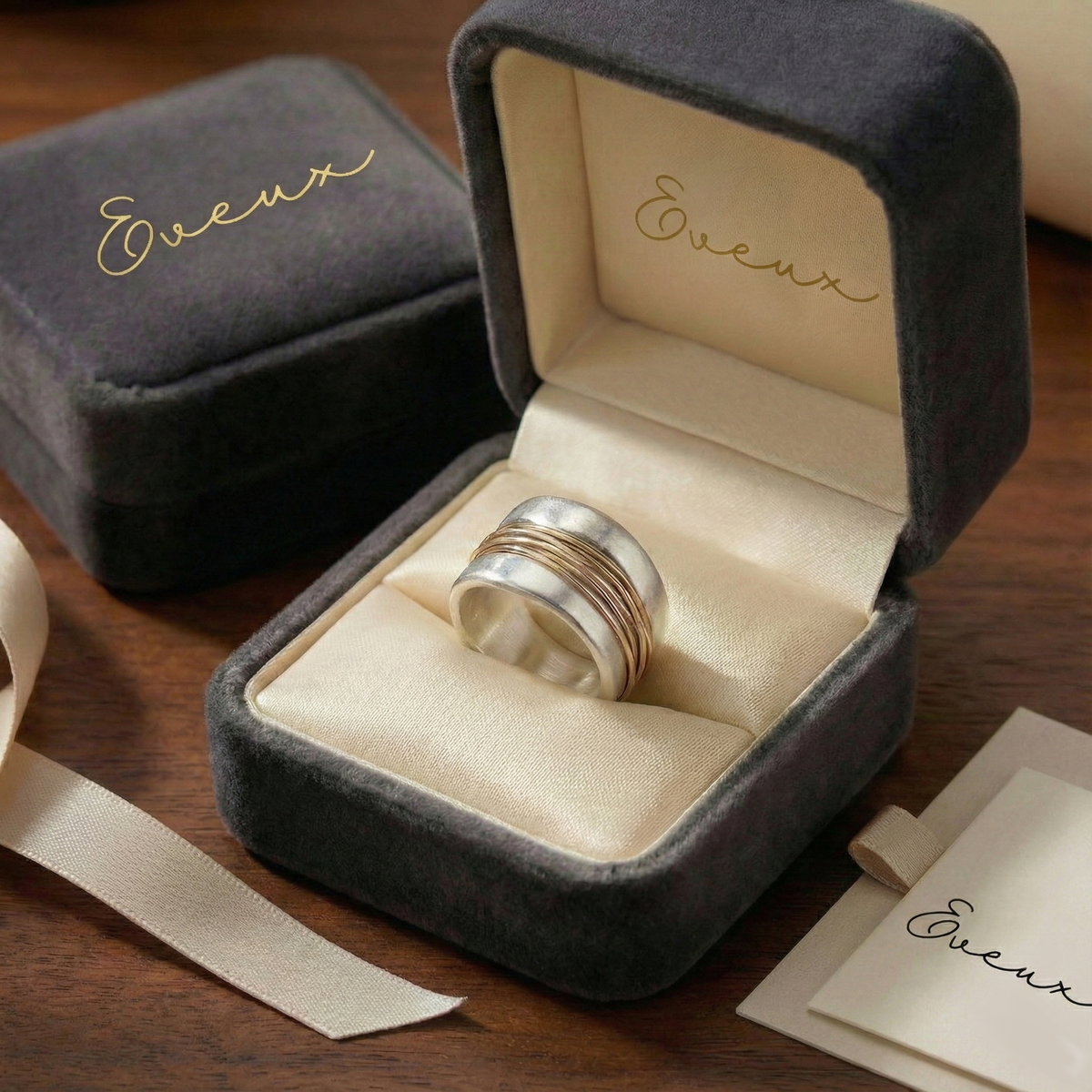 Silver Ring with Gold Threads