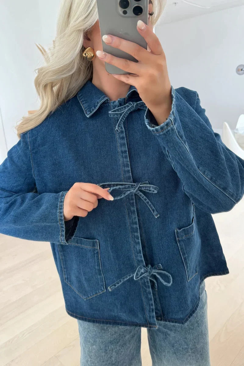 Modern Tie Dark Blue Denim Shirt
