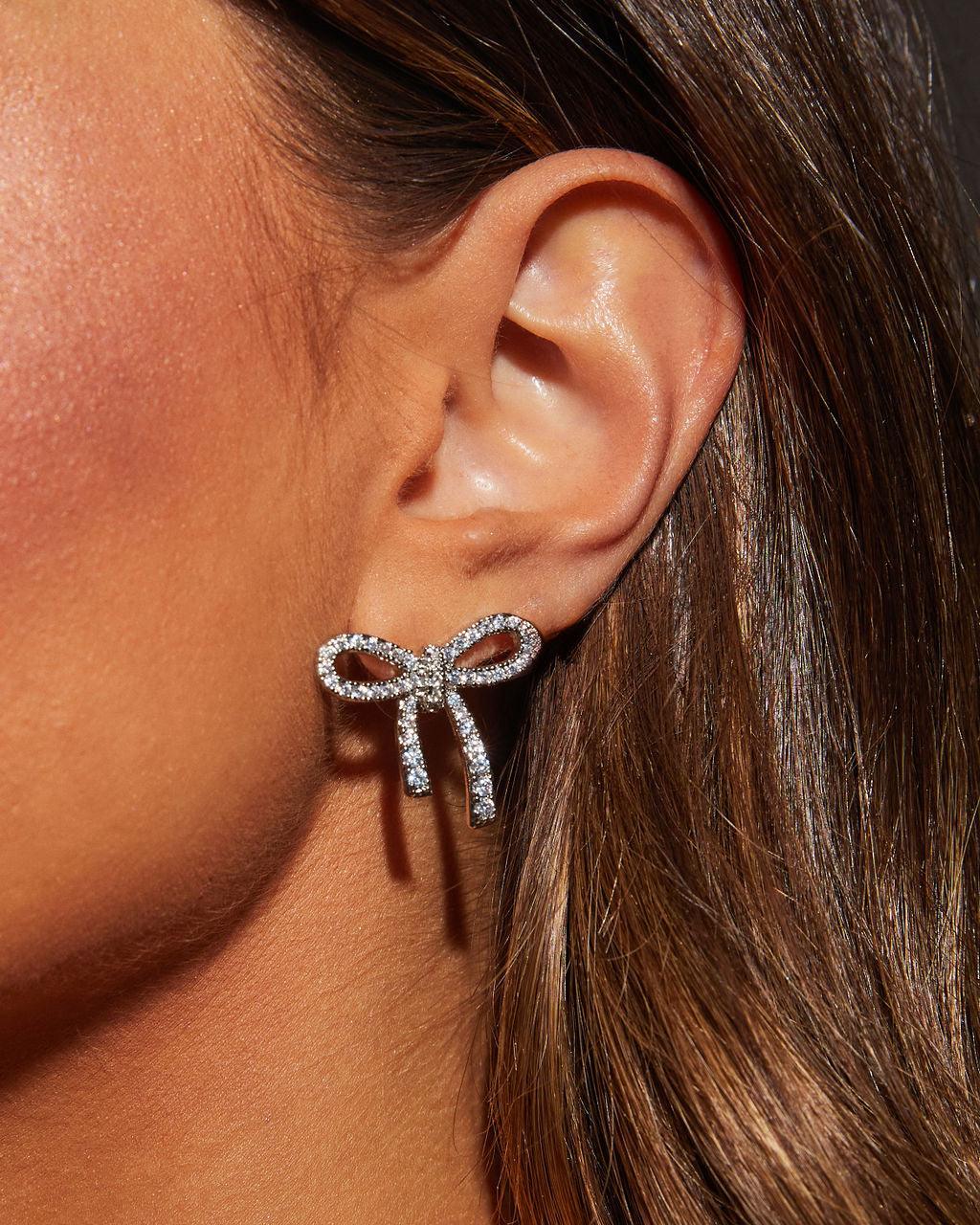 Say You Love Me Crystal-Detail Bow Studs