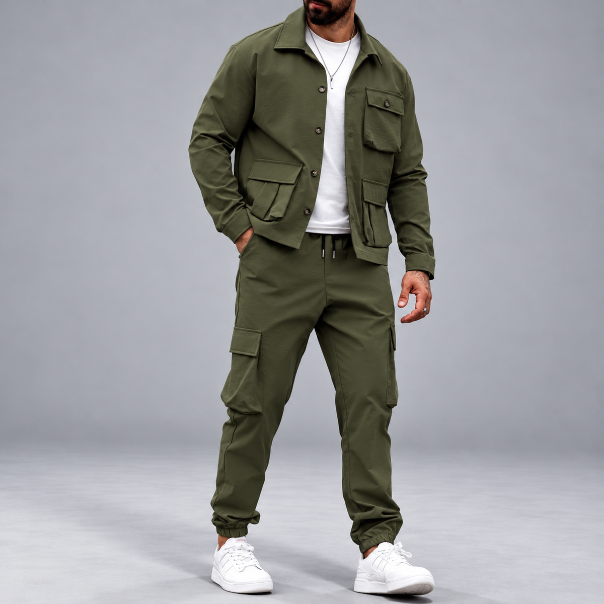 Felix - Men's Cargo Jacket and Joggers Two-Piece Set