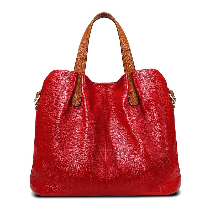 Alana | Shoulder Crossbody Genuine Leather Handbags Head Layer Cowhide Litchi Grain Women Handbag