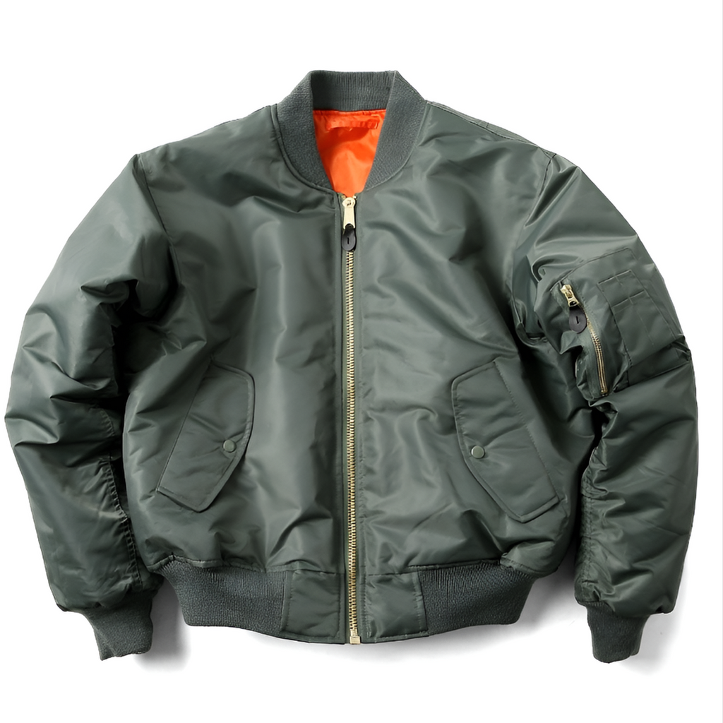 Women's Classic Zip-Up Bomber Jacket with Ribbed Collar and Utility Sleeve Pocket – Relaxed Fit Lightweight Casual Outerwear for Everyday Streetwear and Autumn Spring Layering