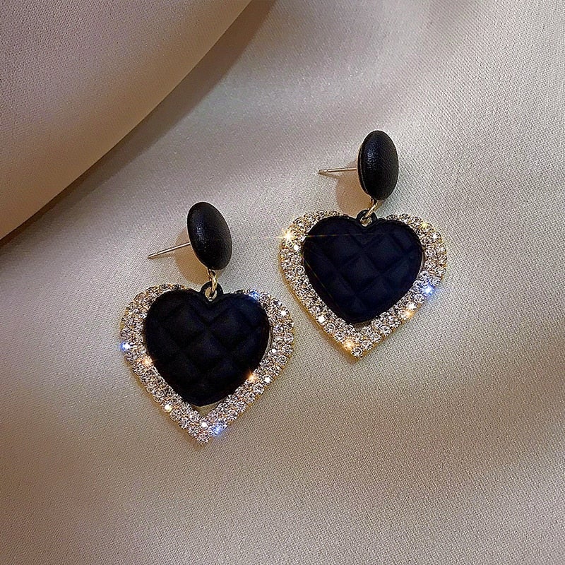 Yellow Gold Black Heart Earrings - Limited Edition Luxury Gold Collection