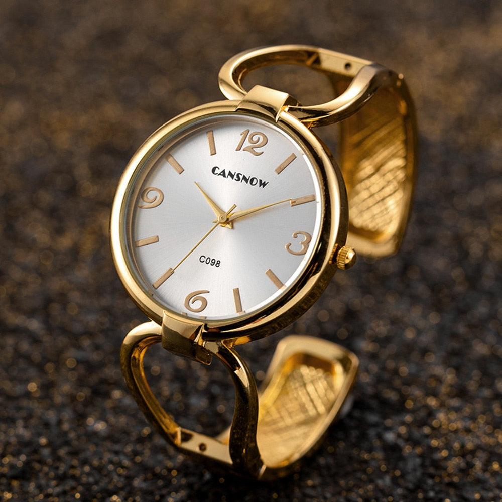 Cansnow Dazzling Women's Silver Stainless Steel Bracelet Watch with Modern Design