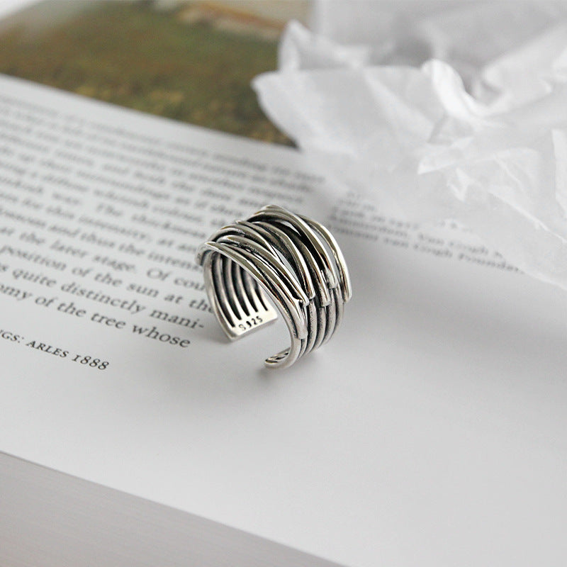 Adjustable Multi-Layer 925 Sterling Silver Ring