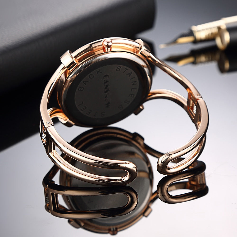 Cansnow Sleek Rhinestone Bracelet Watch for Women