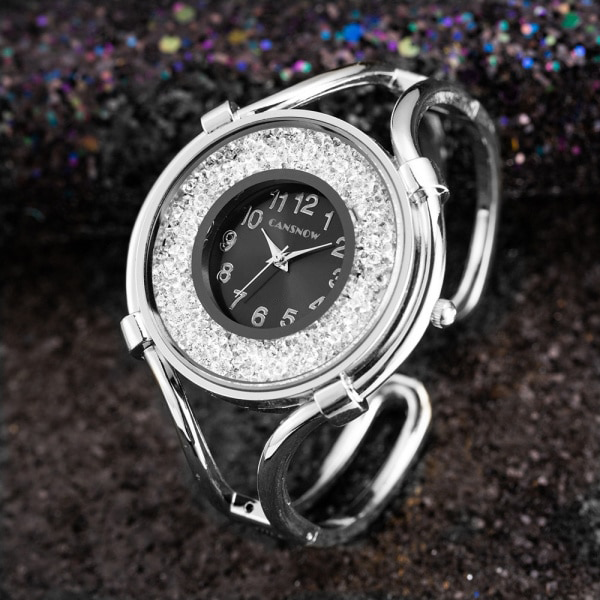 Cansnow Sleek Rhinestone Bracelet Watch for Women