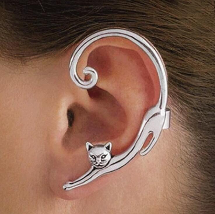 Luxury Silver Cat Earrings