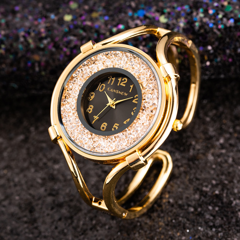 Cansnow Sleek Rhinestone Bracelet Watch for Women